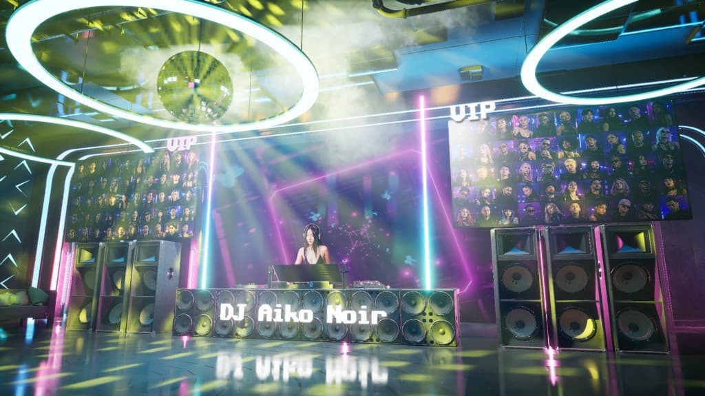 DJ Aiko Noir performing in the RaverCloud virtual club