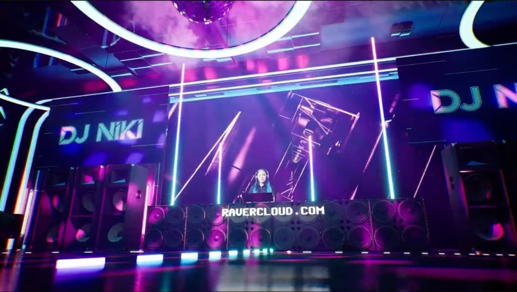 RaverCloud virtual club stage with DJ Niki